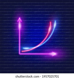 Icono de neón gráfico. Ilustración vectorial para sitio web de diseño, publicidad, promoción, banner. Concepto de análisis y estadísticas.