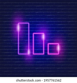 Graph neon icon. Vector illustration for design website, advertising, promotion, banner. Analysis and statistics concept.