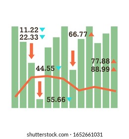 Graph with numbers on a white background. Vector illustration