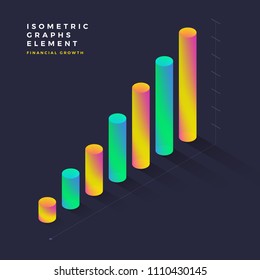 Graph object infographic vector elements presentation graphics, statistics of data and diagrams. 3d isometric design.