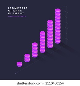 Graph object infographic vector elements presentation graphics, statistics of data and diagrams. 3d isometric design.