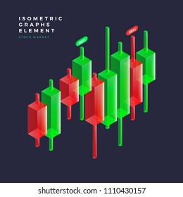 Graph object infographic vector elements presentation graphics, statistics of data and diagrams. 3d isometric design.