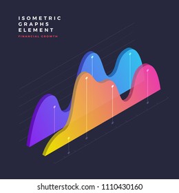 Graph object infographic vector elements presentation graphics, statistics of data and diagrams. 3d isometric design.