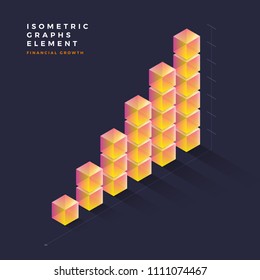 Graph object infographic vector elements presentation graphics, statistics of data and diagrams. 3d isometric design.