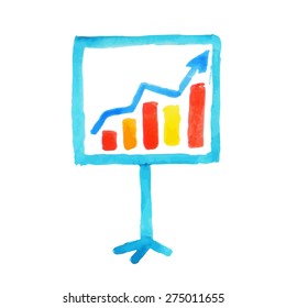 Graph on blue stand. Isolated doodle