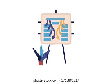 Graph on the Board background. Modern illustration slider site page. There is a training chart on the Board and a web banner. Concept of graphics for learning design. Vector  training diagrams desing.