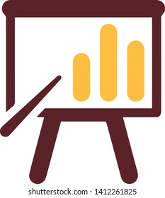 Graph on board icon in trendy flat style isolated on white background