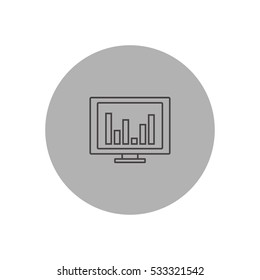 graph on display outline icon illustration, can be used for web  and mobile design