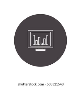 graph on display outline icon illustration, can be used for web  and mobile design