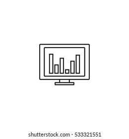 graph on display outline icon illustration, can be used for web  and mobile design