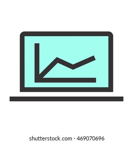 Graph on display vector icon. High-tech and business topics.