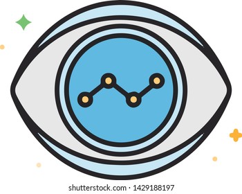 Graph on eye illustration icon flat style isolated on white background