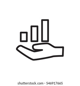 graph on hand icon illustration isolated vector sign symbol