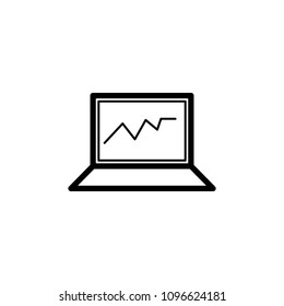 graph on laptop icon. Element of science icon for mobile concept and web apps. Thin line graph on laptop icon can be used for web and mobile on white background