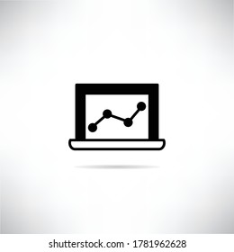 gráfico sobre ilustración vectorial de icono de laptop en fondo gris