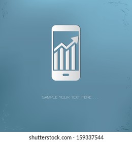 Graph up on mobile phone symbol,vector