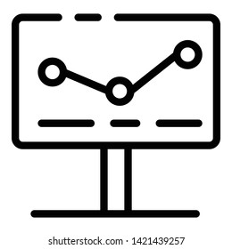 Graph on the monitor icon. Outline graph on the monitor vector icon for web design isolated on white background