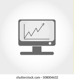 graph on monitor icon, vector design