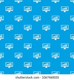 Graph on the monitor pattern vector seamless blue repeat for any use