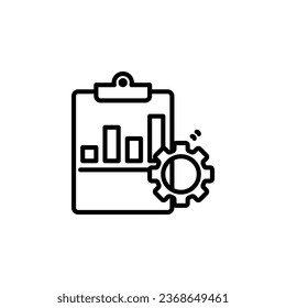 Graph on paper, stat report outline icon. Vector illustration. Isolated icon is suitable for web, infographics, interfaces, and apps.