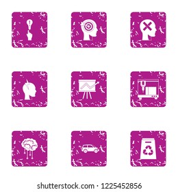 Graph on the rise icons set. Grunge set of 9 graph on the rise vector icons for web isolated on white background