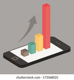 graph on smartphone vector