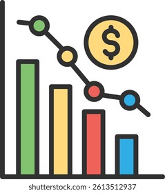 Graph Outline Filled Style Icon