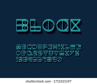 Graph outlined 3D font set in vector format