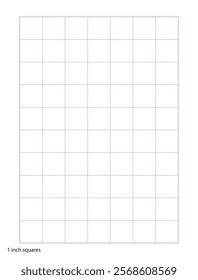 Graph Paper 1 inch squares printable template A4 notebook format. Graph pink grid for college, journals, diary or math engineering grid line printable.