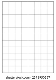 Graph Paper 1 inch squares printable template A4 notebook format. Graph gray grid for college, journals, diary or math engineering grid line printable.