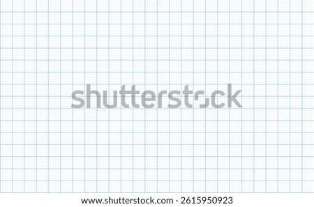 Graph paper background. White paper with blue grid. Vector mockup