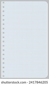 Graph paper, coordinate paper, grid paper, or squared paper image simple background illustration. Drawing with light blue fine lines making up a regular grid.