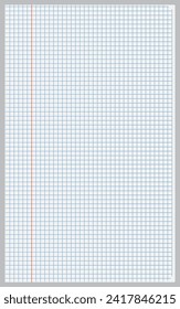 Graph paper, coordinate paper, grid paper, or squared paper image simple background illustration. Drawing with light blue fine lines making up a regular grid.