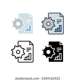 Graph in paper document with cogwheel for Big data processing analytic. Project page evaluation. Data Management, Analysis, Reports, Database icon. Vector illustration Design.