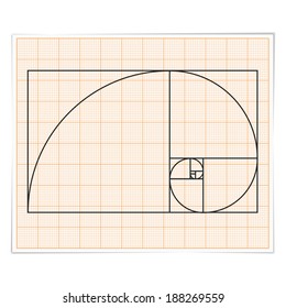 Graph paper with golden ratio, vector eps10 illustration