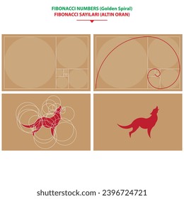 Graph paper with golden ratio. Wolf logo. It was made according to the principles of the golden ratio.