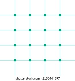 Papel gráfico, líneas verdes con puntos verdes sobre fondo blanco.