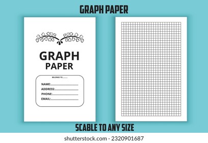 Graph paper logbook. Graph notebook. Low content kdp interior design template