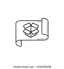Graph-Papier mit geöffneter Box Skizze und Prototyping handgezeichnet Umriss-Doodle-Symbol. Design-Beispielkonzept. Vektorgrafik-Illustration für Druck, Web, Mobile und Infografiken auf weißem Hintergrund.