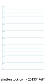 Graph paper. Printable To do list with check boxes, checklist, grid paper with color horizontal lines. Geometric pattern for school, textures, notebook, diary. Realistic lined paper blank size Legal.