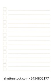 Graph paper. Printable To do list with check boxes, checklist, grid paper with color horizontal lines. Geometric pattern for school, textures, notebook, diary. Realistic lined paper blank size A4.