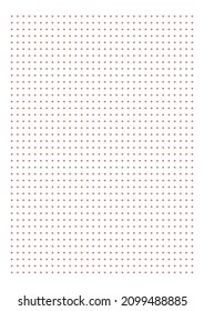 Graph paper. Printable dotted grid paper on white background. Geometric abstract dotted transparent illustration with dots for school, notebook, diary, notes, print. Realistic paper blank size A4.
