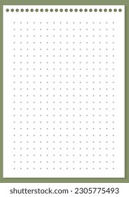 Schaubild-Papier. Druckbares gepunktetes Gitterpapier auf weißem Hintergrund. Geometrisches abstraktes, gepunktetes, transparentes Bild mit Punkten für Schule, Notizbuch, Tagebuch, Notizen, Druck. Realistische Papierleergröße A4