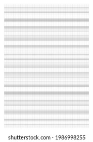 Papel gráfico. Papel de rejilla imprimible con un fondo blanco. Una hoja de papel en blanco con el personal. Patrón geométrico para la composición, la educación, la escuela. Papel en blanco de tamaño realista A4.