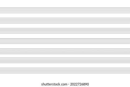 Graph paper. Printable grid paper with stave on a white background. A blank music sheet paper with staff. Geometric pattern for composition, education, school. Realistic paper blank size reversal A5.