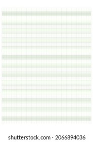 Graph paper. Printable grid paper with stave on a white background. A blank music sheet paper with staff. Geometric pattern for composition, education, school. Realistic lined paper blank size A4.