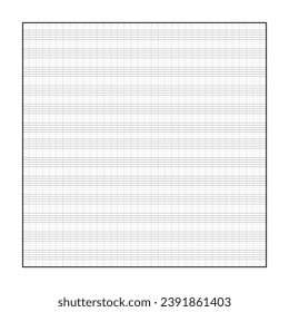 Graph paper. Printable grid paper with stave on a white background. A blank music sheet paper with staff. Geometric pattern for composition, education, school. Realistic lined paper blank.