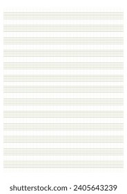Graph paper. Printable grid paper with stave on a white background. A blank music sheet paper with staff. Geometric pattern for composition, education, school. Realistic lined paper blank size A4.