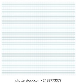 Graph paper. Printable grid paper with stave on a white background. A blank music sheet paper with staff. Geometric pattern for composition, education, school. Realistic lined paper blank.
