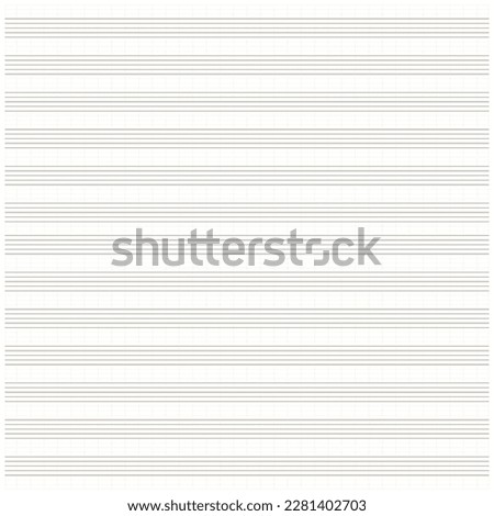 Graph paper. Printable grid paper with stave on a white background. A blank music sheet paper with staff. Geometric pattern for composition, education, school. Realistic lined paper blank.